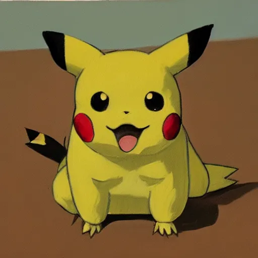 Prompt: a painting of pikachu by hopper