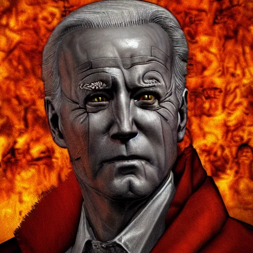 Image similar to biden in dante's inferno painting, crosses, dark beauty, rotten gold, closeup faces, extremely detailed, cinema 4 d, unreal engine.