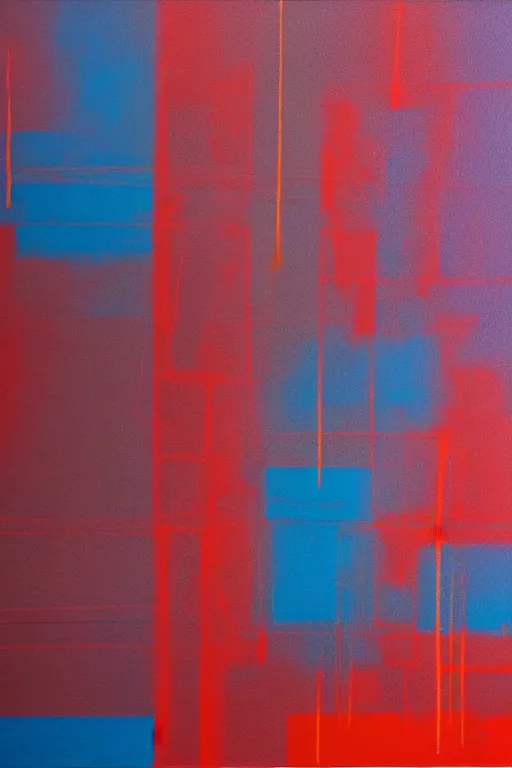 Prompt: abstract landscape spray painting, horizontal lines, structures, by sterling ruby,