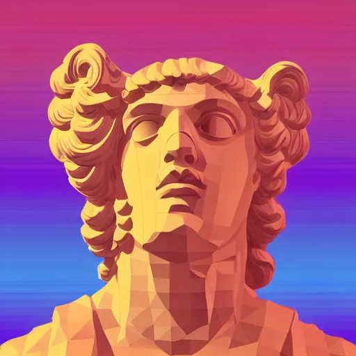 Roman statue in vaporwave style, geometric vector, Stable Diffusion