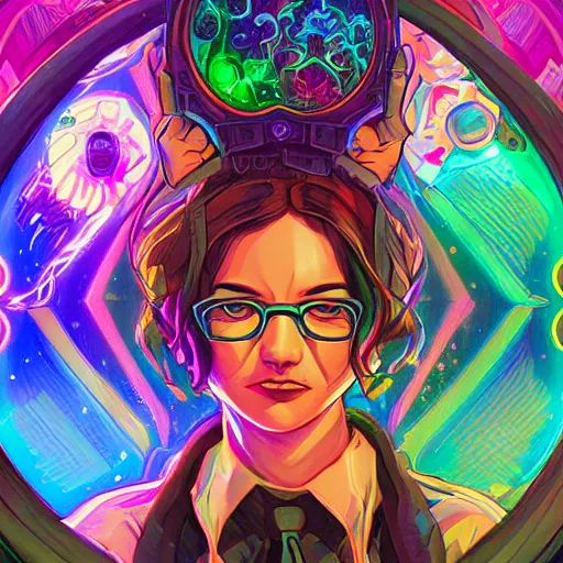 Image similar to skill magic geek inside matrix deepdream radiating a glowing aura stuff loot legends stylized digital illustration video game icon artstation lois van baarle, ilya kuvshinov, rossdraws,