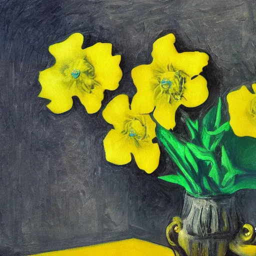 Prompt: intricate five star buttercup dream by pablo picasso, oil on canvas, hdr, high detail, photo realistic, hyperrealism, matte finish, high contrast, 3 d depth, centered, masterpiece, vivid and vibrant colors, enhanced light effect, enhanced eye detail, artstationhd