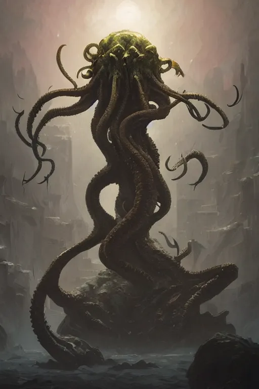 Image similar to cthulhu, digital art, in the style of greg rutkowski, trending on artstation