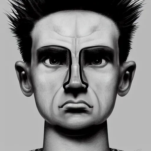 Prompt: Symmetrical, portrait of Bart Simpson, scowling, studio lighting, depth of field, photography, black and white, highly detailed, by Stanley Artgerm Lau, WLOP, Rossdraws, James Jean, Andrei Riabovitchev, Marc Simonetti, and Sakimichan, tranding on artstation