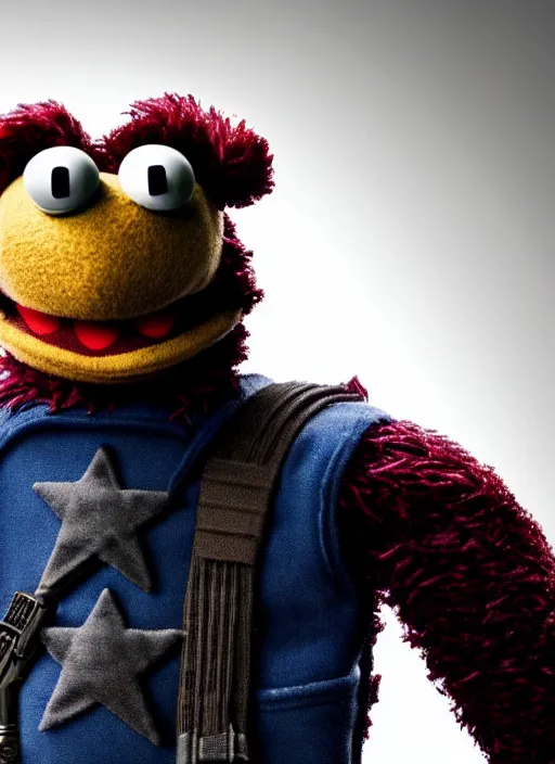 Prompt: studio portrait still of muppet!!!!! nick fury the winter soldier in avengers endgame!!!!!! as a muppet muppet as a muppet, 8 k, studio lighting, key light,