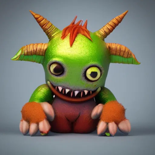 Image similar to autochrome photo of cute monster toy by Amanda Louise Spayd, realistic, octane render