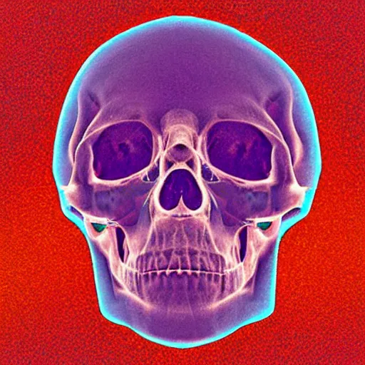 Prompt: an infrared FLIR image of a human skull