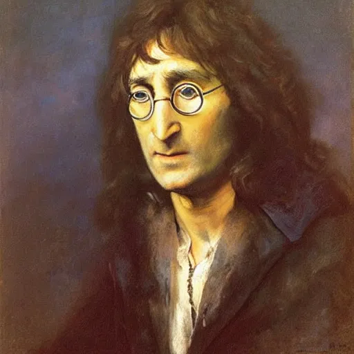 Image similar to a portrait of john lennon painted by jan matejko