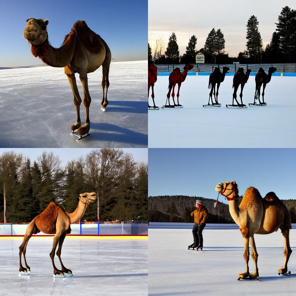 Prompt: Camel ice-skating