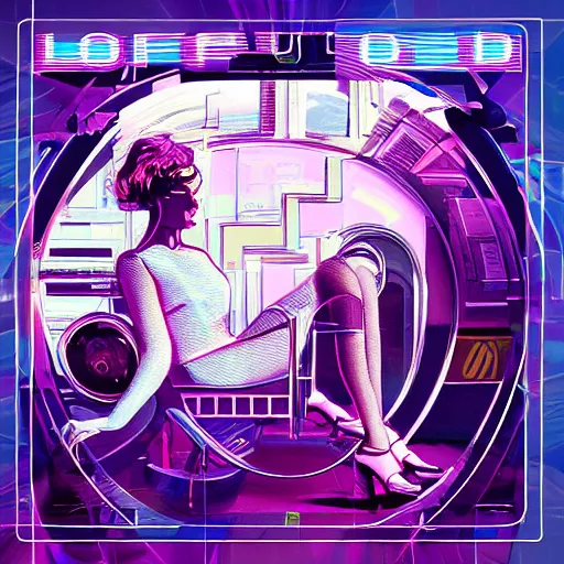 Image similar to lofi vaporwave retro futurism album artwork underground unknown lonely girl