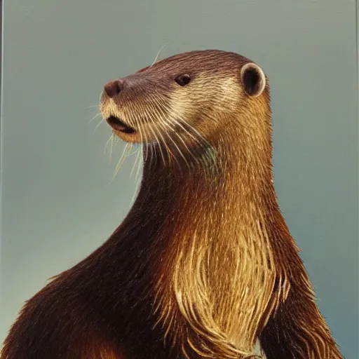 Prompt: oil painting of royal king otter dressed as a king