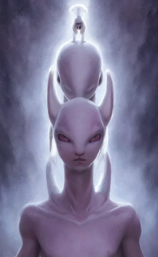 Prompt: a girl from final fantasy live action, cosplaying as mewtwo, evocative, mystical night, very very very very detailed, award winning, masterpiece digital painting by greg rutkowski, alex grey, artstation, 4 k wallpaper