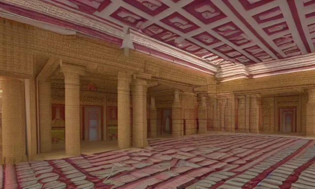 Image similar to 3d lowpoly hindu temple mosque interior, quake level