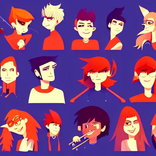 Image similar to 2 d character design, music group, vector art, digital art, portrait, 4 k, 8 k, sharp focus, smooth, illustration, concept art, rock band