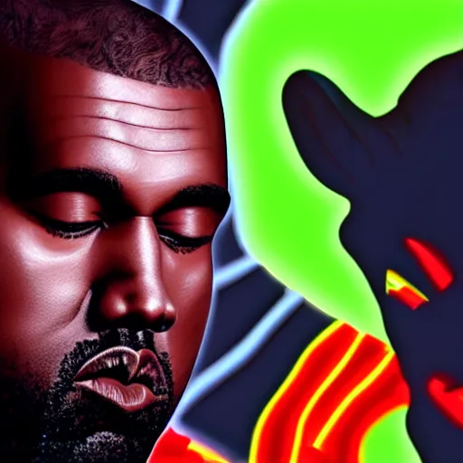 Image similar to a realistic render of Kanye West in Neon Genesis Evangelion, high quality render, 4k, concept art