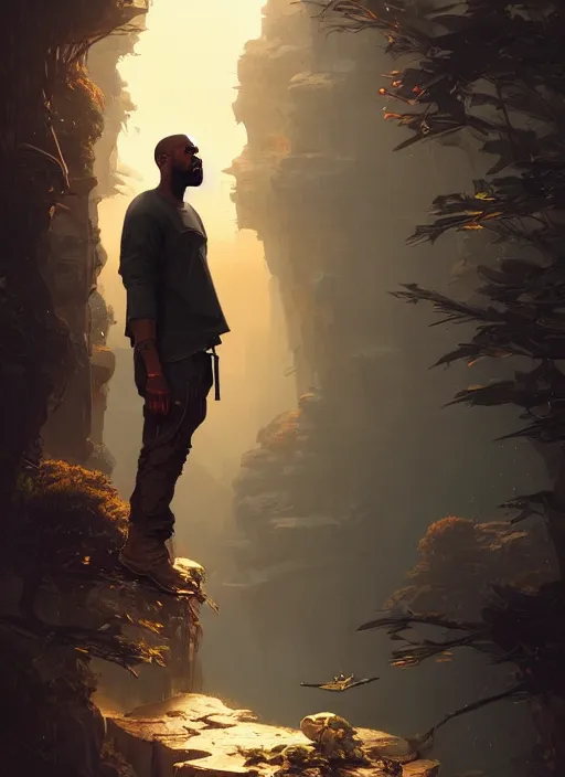 Image similar to highly detailed portrait kanye holding ak in gta v stephen bliss unreal engine fantasy art by greg rutkowski loish rhads ferdinand knab makoto shinkai lois van baarle ilya kuvshinov rossdraws tom bagshaw global illumination radiant light detailed intricate environment