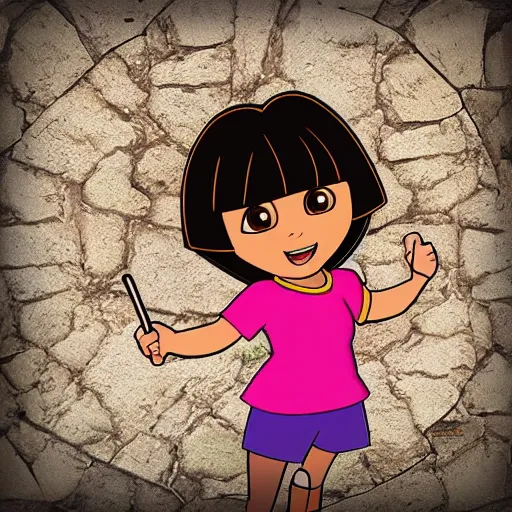 Prompt: dora the explorer in a dungeon