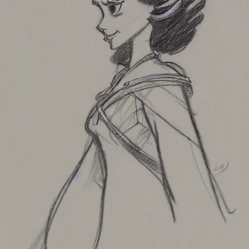 Prompt: milt kahl sketch of princess padme from star wars episode 3