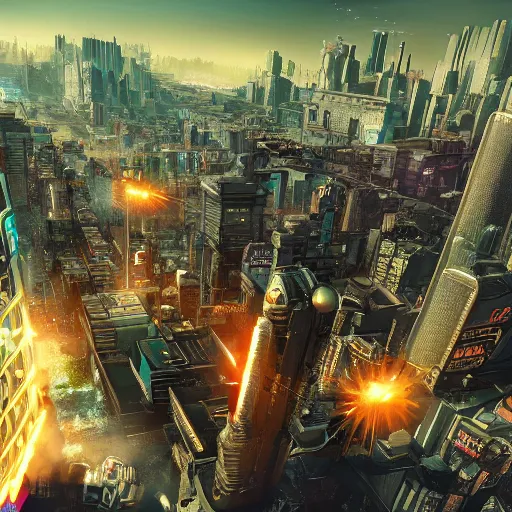 Image similar to asteroid with cyberpunk city on it