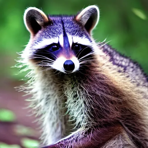 Prompt: a portrait photo of a beautiful racoon planning a party