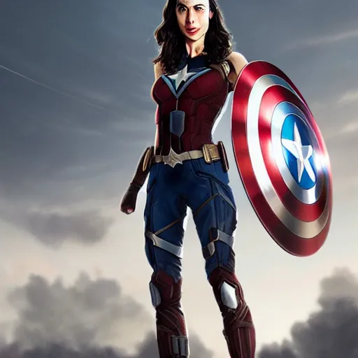 Prompt: gal gadot as captain america concept art, 4k