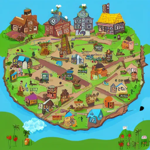 a town map detailed cartoony | Stable Diffusion | OpenArt