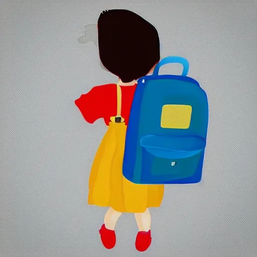 Image similar to “ a little girl with school bag in pixar style ”