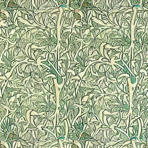 Prompt: william morris wallpaper of tree of life motif. h- 896
