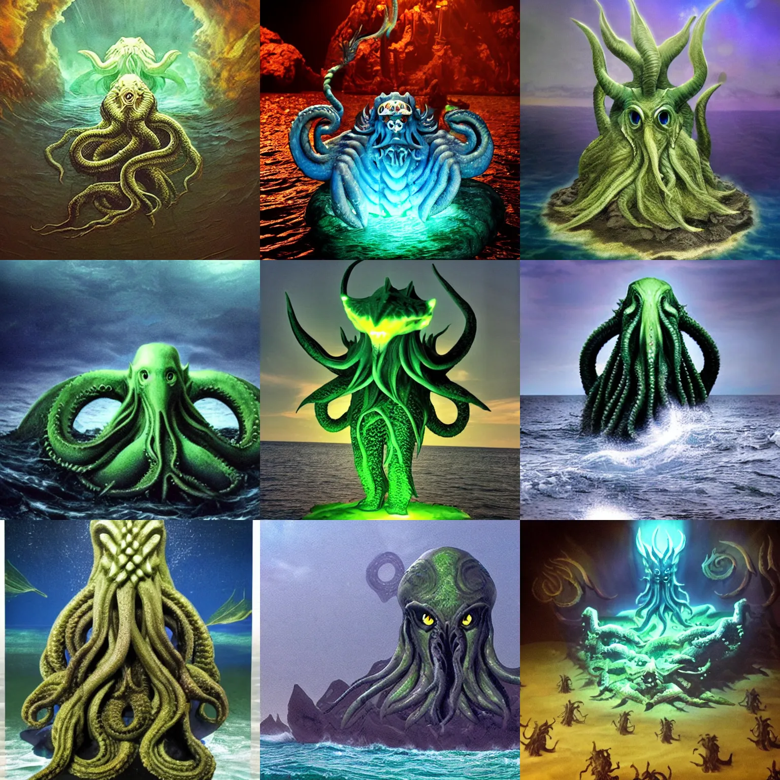 Prompt: <photo lighting=great quality=hd+ eventSource=reality>Cthulu rises from the sea</photo>