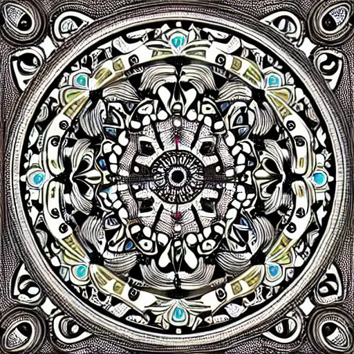 Image similar to ornate psychedelic mandala pattern, intricate detail, complex, high detail