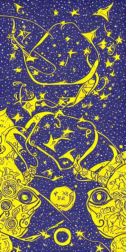 Prompt: an artistic drawing of the zodiac sign of taurus, with stars, futuristic