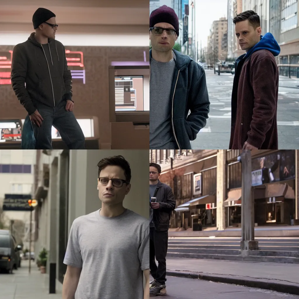 Prompt: film still from Mr. Robot (2019)