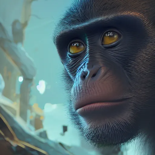 Image similar to portrait of monkey, 8 k uhd, unreal engine, octane render in the artstyle of finnian macmanus, john park and greg rutkowski