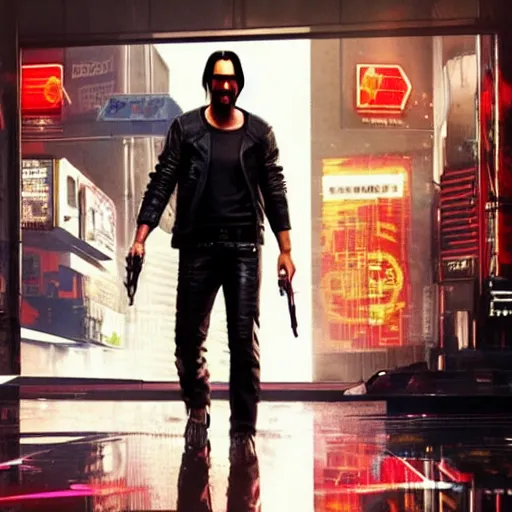 Prompt: keanu reeves in cyberpunk 2 0 7 7 best quality