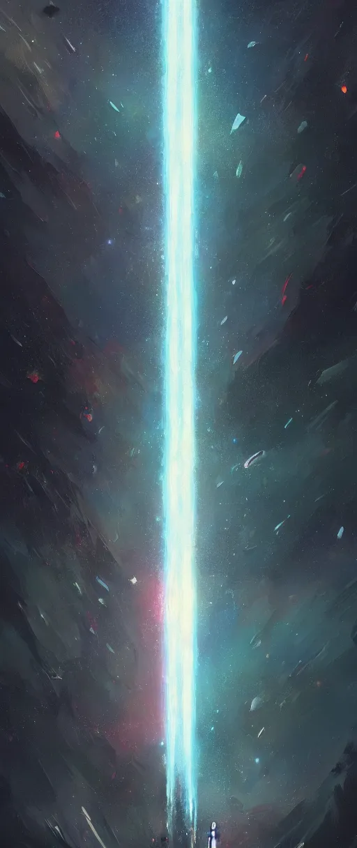 Image similar to A painting of a vertical galaxy trending on artstation in the style of Greg Rutkowski