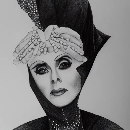 Image similar to Norma Desmond, pencil drawing.