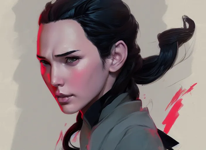 Image similar to model face gal gadot as nezuko from demon slayer ねずこイラスト bamboo by artgem by greg rutkowski trending on artstation