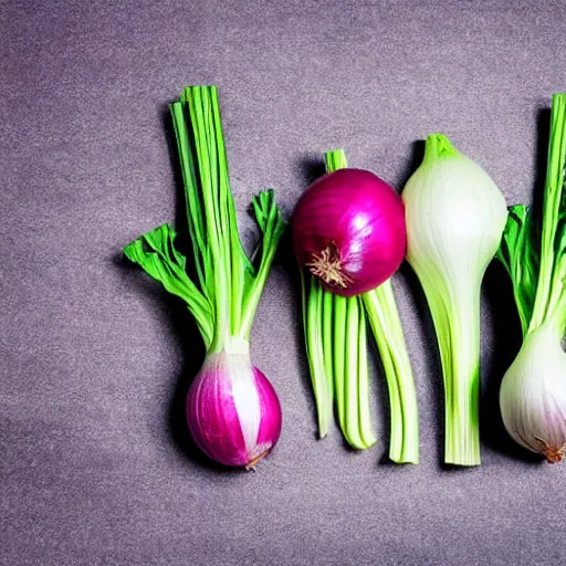 Prompt: Onion Heads gang turf war with the rival Celery Foot gang. Hands can be distinguished by wearing their colours and their onion heads and celery feet. Award winning photography