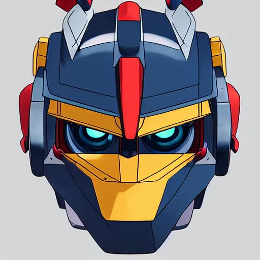 Prompt: gundam head, v - fin, taiyo robotics, highly detailed illustration, custom design, dribbble. com, by secondsyndicate studio,