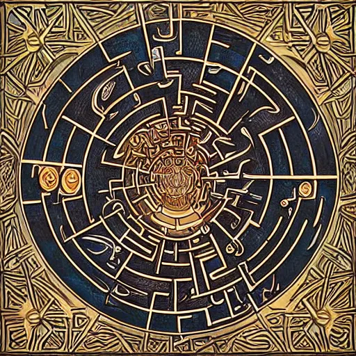 Image similar to amazing maze labyrinth steampunk style by albert gleizes and by hilma klint, hd, artstation, alive colors