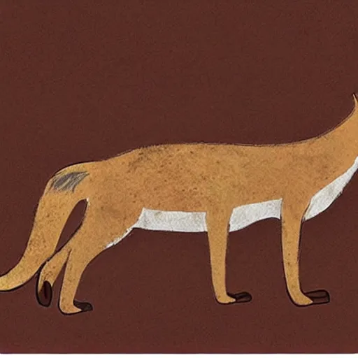 Prompt: neolithic cave painting of a half-fox warrior. strong and powerful anthropomorphic fox. gorgeous eyes. cave scratches in cave wall. art by homo erectus. earthen colors