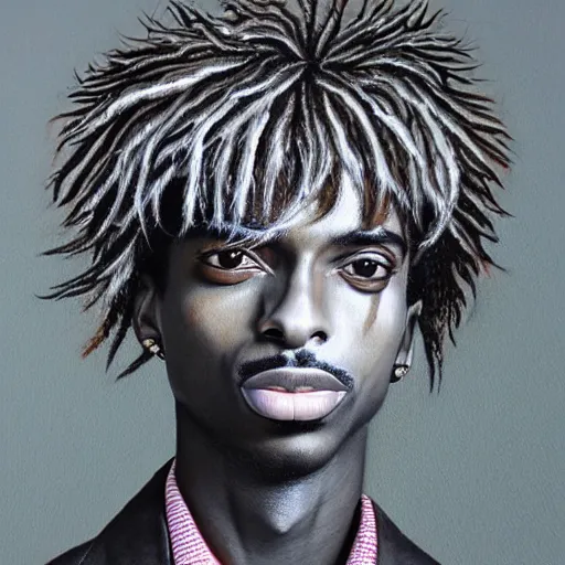 Image similar to playboi carti painted by laurie lipton 4 k detailed super realistic