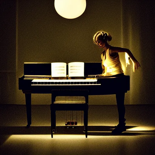 Image similar to a big piano monster with beautiful lighting