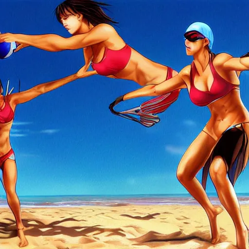 Image similar to dead or alive extreme beach volleyball drawn by artgerm