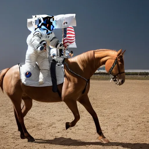 Prompt: photo of an astronaut riding a horse