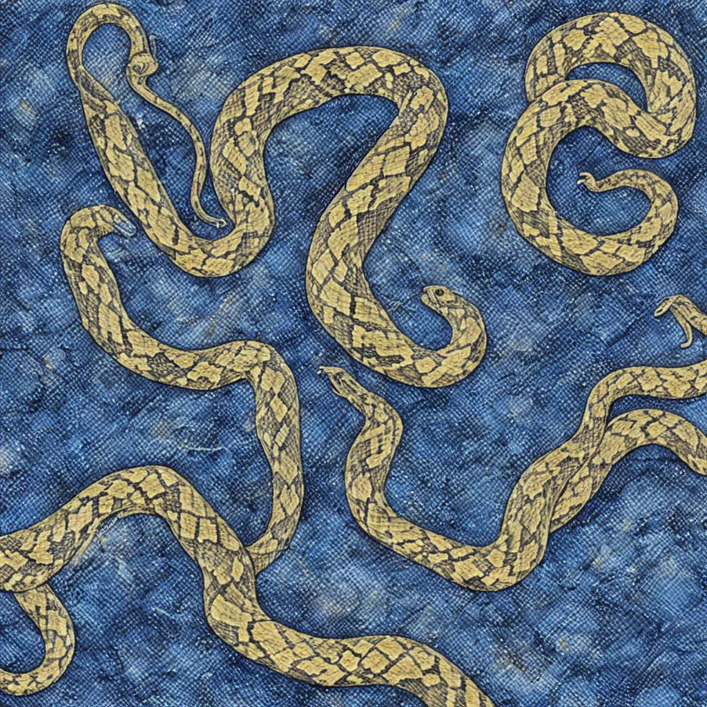 Prompt: a snake in blue jeans