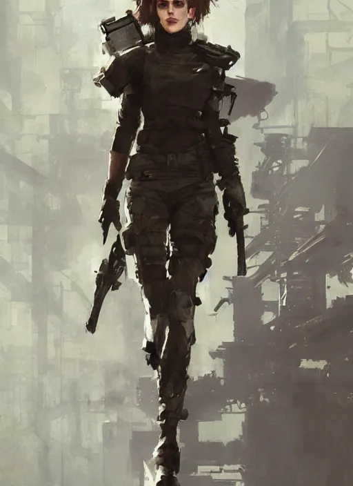 Image similar to emma watson wearing metal gear armor dramatic lighting cinematic cinematic lighting art by Richard Schmid by Yoji Shinkawa by greg rutkowski by Jeremy Lipking