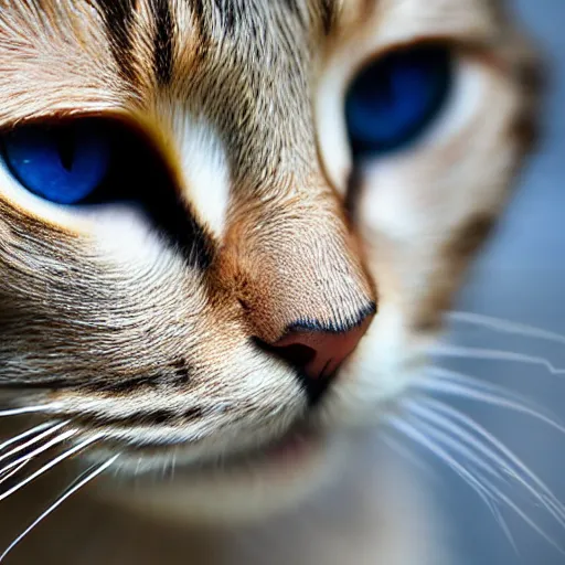 Image similar to a high detail closeup macro photograph of a cat