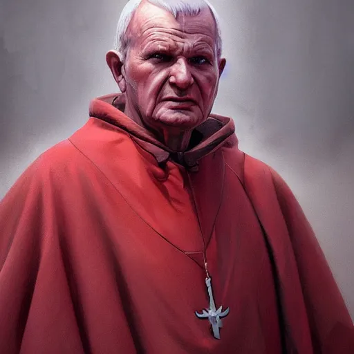 Prompt: portait of john paul ii karol wojtyła fused with lucifer devil satan, drark, marvel comics, dark, intricate, highly detailed, smooth, artstation, digital illustration by ruan jia and mandy jurgens and artgerm and wayne barlowe and greg rutkowski and zdislav beksinski