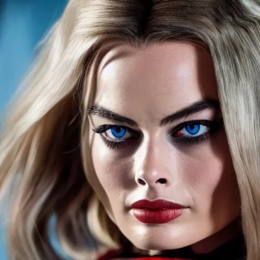 Image similar to margot Robbie wearing a cosplay costume, detailed face, 4k, hd, cinematic